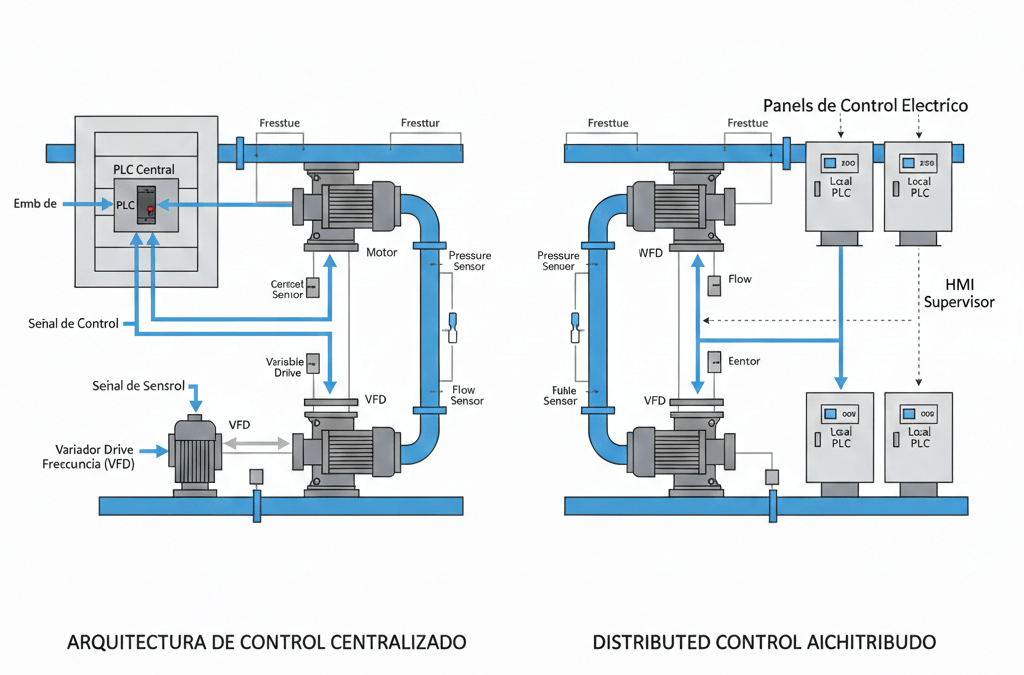 Arquitecturas de control en sistemas de bombeo: cómo diseñarlas para mejorar eficiencia, fiabilidad y mantenimiento